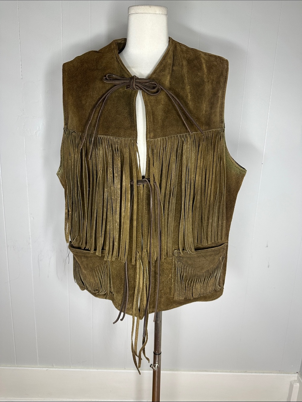 Vintage 50s Genuine Suede Fringe Western Bay River Vest